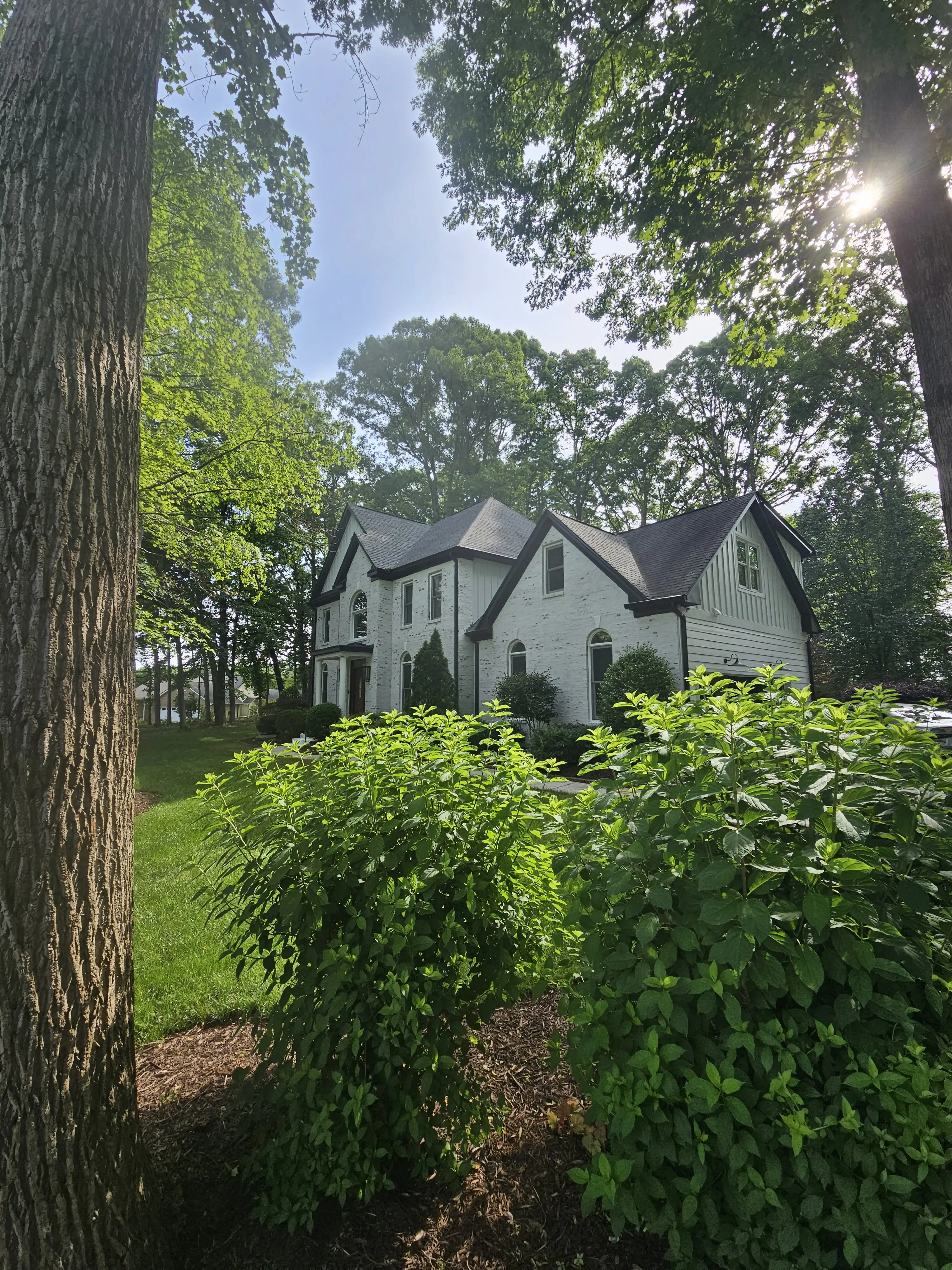 Completed Charlotte Area Mortar Wash Residence with a light brick finish
