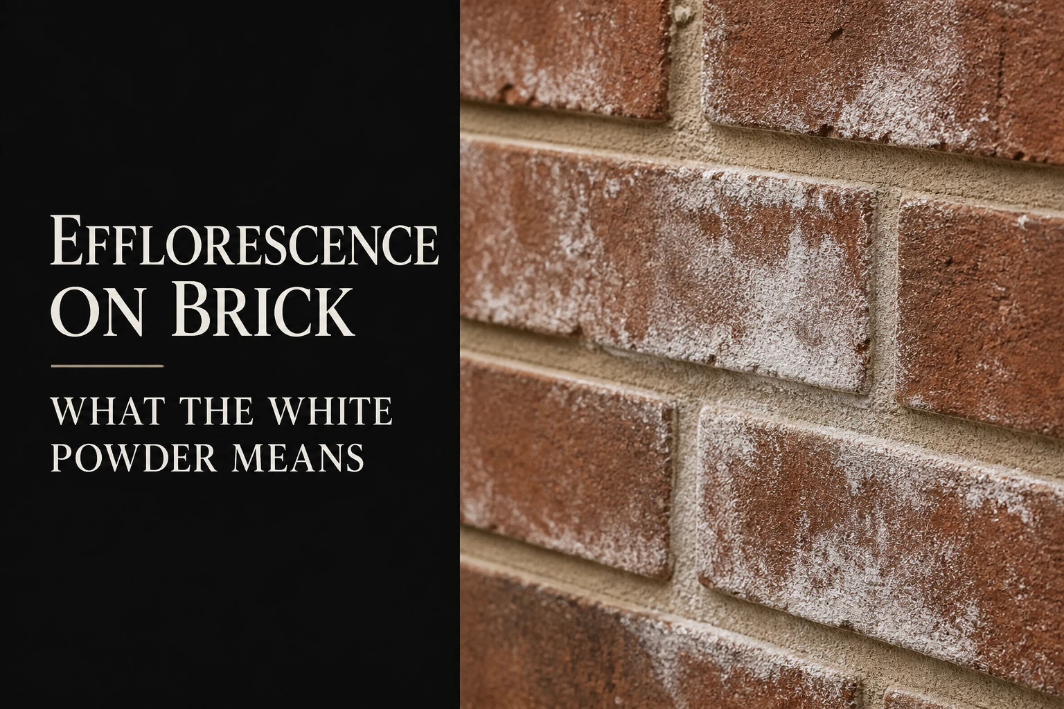 Editorial cover showing localized white powdery efflorescence on warm red brick