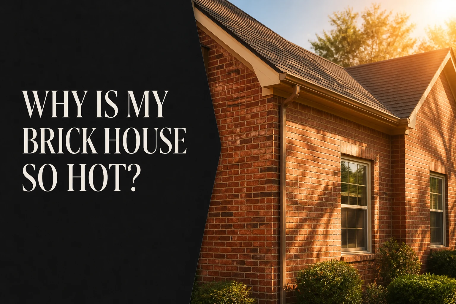 Sunlit red brick home beside the title Why Is My Brick House So Hot